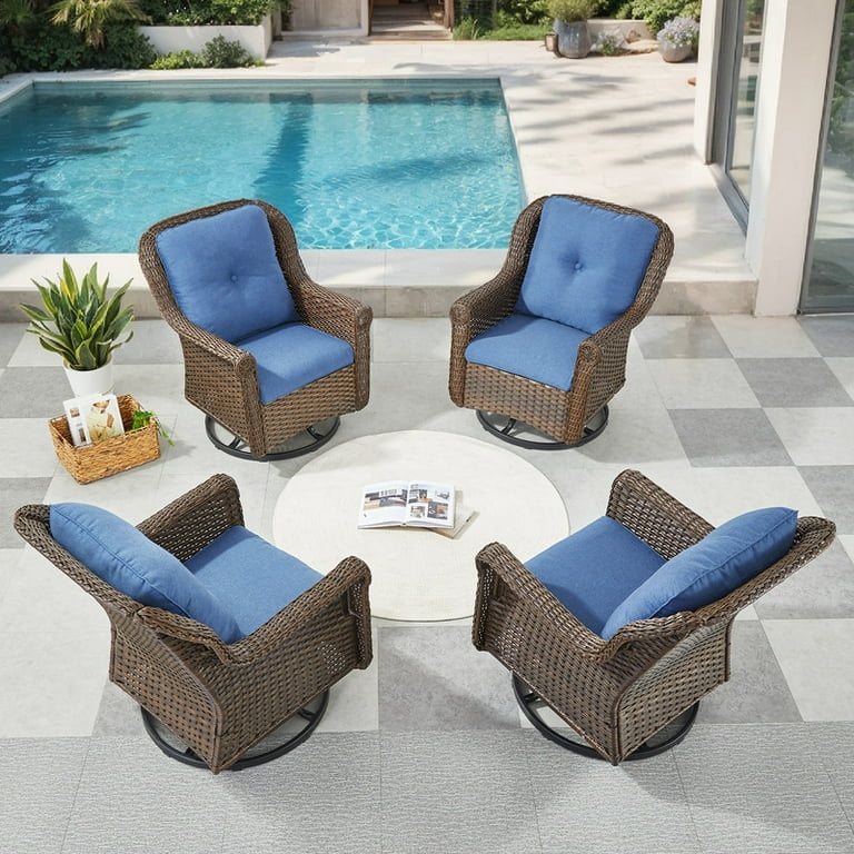 PARKWELL Outdoor Swivel Glider Set of 4,Patio 360° Swivel Rocker
