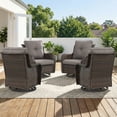 thumbnail image 1 of PARKWELL Outdoor Swivel Gliders Chair Set of 4, Patio Wicker High Back Swivel Rocker Deep Seat Lounge Chair with Gray Cushions for Balcony Deck, Brown Wicker, 1 of 11