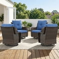 thumbnail image 1 of PARKWELL Outdoor Swivel Gliders Chair Set of 4, Patio Wicker High Back Swivel Rocker Deep Seat Lounge Chair with Navy Cushions for Balcony Deck, Brown Wicker, 1 of 11