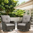 thumbnail image 1 of PARKWELL Outdoor Swivel Gliders Chair Set of 2,Patio Wicker High Back Swivel Rocker Lounge Chair with Gray Cushions for Balcony Deck, Brown Wicker, 1 of 9