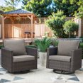 thumbnail image 1 of PARKWELL Outdoor Swivel Rocker Patio Chairs Set of 2,Wicker Swivel Gliders Rocking Chair for Porch Balcony Yard,Gray Cushions Lounge Chairs in Brown Wicker, 1 of 6
