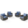 thumbnail image 1 of PARKWELL Outdoor Wicker Chairs Swivel Rocker Set of 4, All Weather Rattan Patio Swivel Glider Rocking Lounge Chairs for Patio Porch Pool,Brown/Navy, 1 of 8