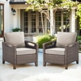 thumbnail image 1 of PARKWELL Outdoor Wicker Lounge Chair Set of 2,All-Weather Rattan Bistro Set Accent Club Chair,Ideal for Porch Deck Backyard,Brown/Beige, 1 of 10