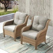 PARKWELL Wicker Outdoor Patio Dining Set with Cushions, Yellow/Beige