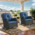 thumbnail image 1 of PARKWELL Outdoor Wicker Rocking Chair - Rattan Patio Rocker Chairs with Cushions and Steel Frame - Set of 2 - Blue, 1 of 10