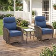 thumbnail image 1 of PARKWELL Outdoor Wicker Swivel Glider Chair,High Back Patio Seating Set for Porch - Navy, 1 of 10