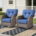 thumbnail image 1 of PARKWELL Outdoor Wicker Swivel Glider Chairs Set of 2,All-Weather Rattan Swivel Rocker Lounge Chair with Thick Navy Cushions for Porch Balcony Backyard,Brown Wicker, 1 of 9
