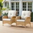 thumbnail image 1 of PARKWELL Patio Chairs Set of 2,Outdoor Wicker Accent Lounge Chairs with Cushions,Beige, 1 of 9