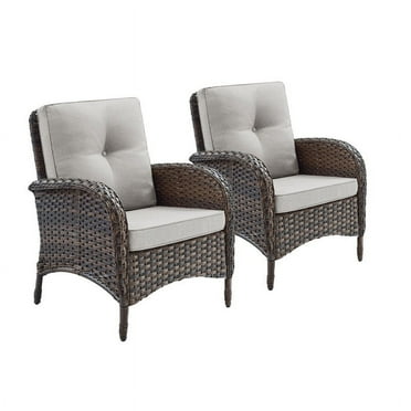PARKWELL Patio Cushioned Chairs Set of 2,Outdoor Wicker Patio Furniture Sets,Beige Cushion
