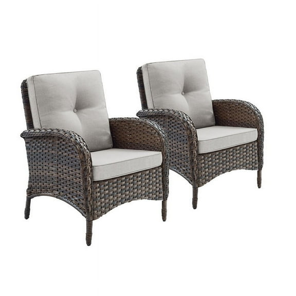 PARKWELL Patio Cushioned Chairs Set of 2,Outdoor Wicker Patio Furniture Sets,Beige Cushion