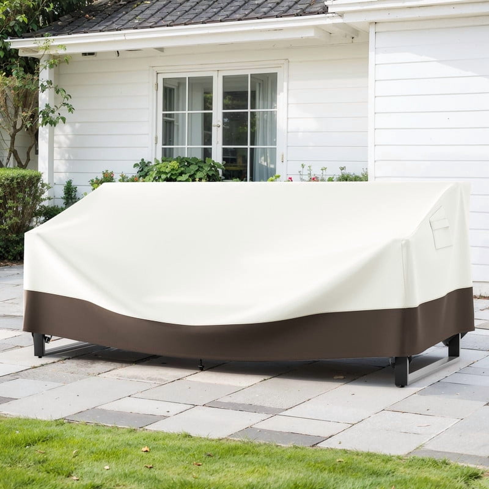 PARKWELL Patio Furniture Covers Waterproof,Outdoor 3-seater Sofa Cover,Outside Table and Chair Covers,Heavy Duty 600D Tough Oxford Cover Beige 83L x 34W x 28H inch