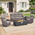 thumbnail image 1 of PARKWELL Patio High-Back Furniture Set with Fire Pit Table, Outdoor Luxury Oversized Sectional Swivel Rocker Chairs Sets, Wicker Conversation Set for Porch, Balcony, Deck, Brown/Gray, 1 of 11