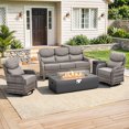 thumbnail image 1 of PARKWELL Patio High-Back Furniture Set with Fire Pit Table, Outdoor Luxury Oversized Sectional Swivel Rocker Chairs Sets, Wicker Conversation Set for Porch, Balcony, Deck, Gray/Gray, 1 of 12
