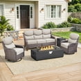 thumbnail image 1 of PARKWELL Patio High-Back Furniture Set with Fire Pit Table, Outdoor Luxury Oversized Sectional Swivel Rocker Chairs Sets, Wicker Conversation Set for Porch, Balcony, Deck, Brown/Beige, 1 of 11