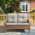 thumbnail image 1 of PARKWELL Patio Rattan Seat Sofa Cushioned Loveseat,Outdoor Wicker Furniture,Beige, 1 of 6
