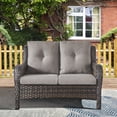 thumbnail image 1 of PARKWELL Patio Rattan Seat Sofa Cushioned Loveseat,Outdoor Wicker Furniture,Gray, 1 of 9