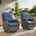 thumbnail image 1 of PARKWELL Patio Rocking Swivel Cushioned Chairs Set of 2,Wicker Glider Rocker for Porch Balcony Backyard Apartment,Blue, 1 of 8