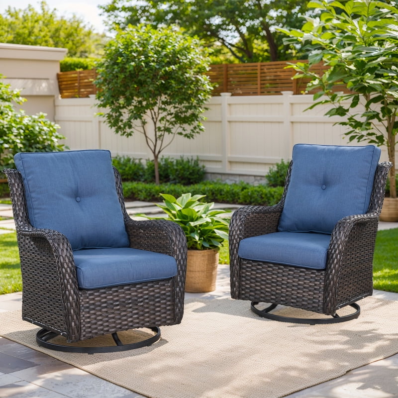 PARKWELL Set of 2 Patio Rocking Wicker Glider Chairs with Cushions ...