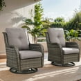 thumbnail image 1 of PARKWELL Patio Swivel Glider Chairs Set of 2,Outdoor All-Weather Rattan Wicker Swivel Rocking Lounge Chair with Cushions for Backyard Porch Pool,Gray/Gray, 1 of 9