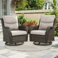 thumbnail image 1 of PARKWELL Patio Wicker Chairs Swivel Rocker Set of 2,Outdoor Rattan Swivel Glider Rocking Lounge Chairs for Patio Porch Pool,Brown/Beige, 1 of 8