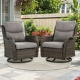 thumbnail image 1 of PARKWELL Patio Wicker Chairs Swivel Rocker Set of 2,Outdoor Rattan Swivel Glider Rocking Lounge Chairs for Patio Porch Pool,Brown/Gray, 1 of 8