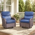 thumbnail image 1 of PARKWELL Patio Wicker Chairs Swivel Rocker Set of 2,Outdoor Rattan Swivel Glider Rocking Lounge Chairs for Patio Porch Pool,Brown/Navy, 1 of 10