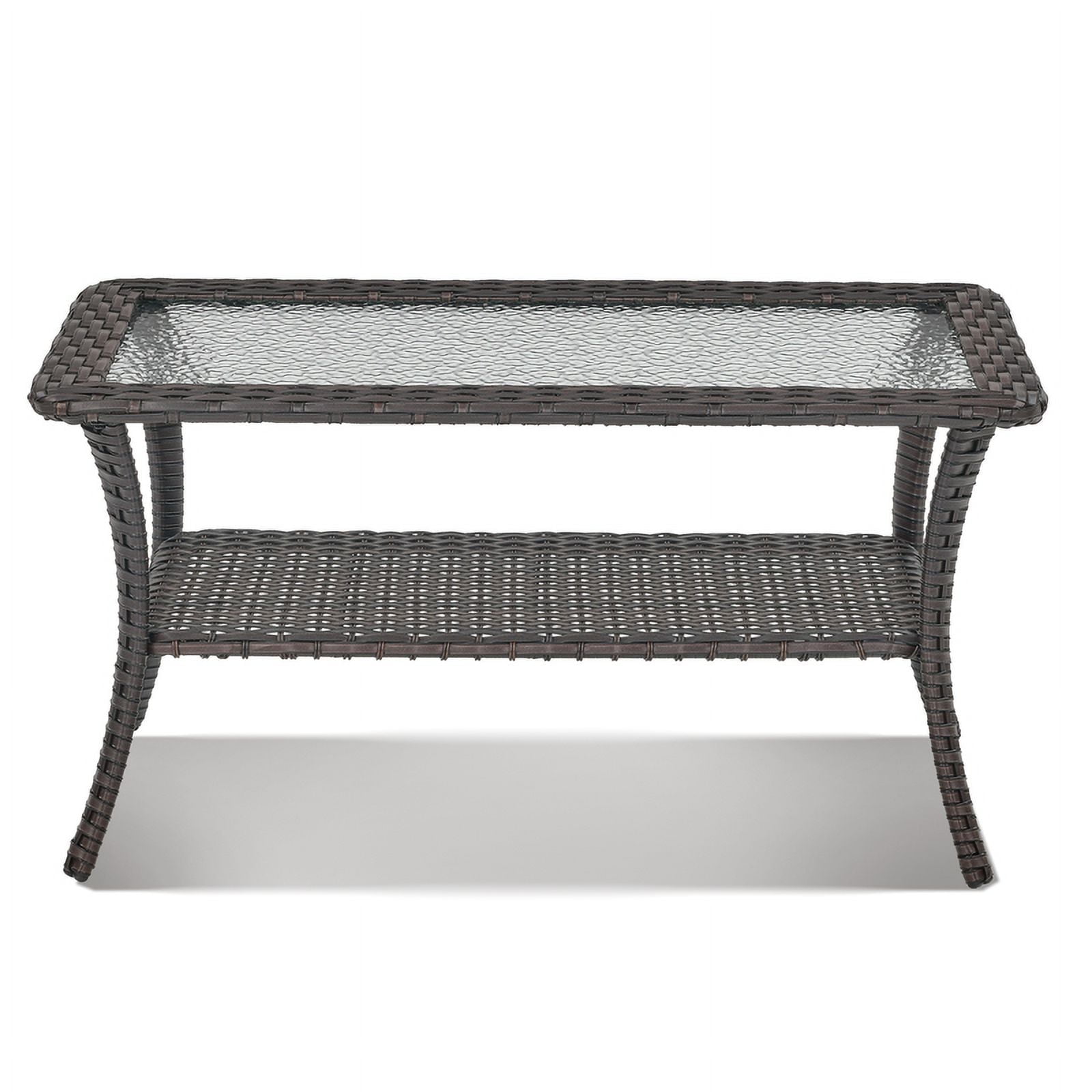 PARKWELL Storage and Easy to Assemble Steel and Wicker Coffee Table, Brown