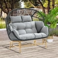 thumbnail image 1 of PARKWELL Wicker 2 Person Glider Egg Chair,Outdoor Patio Lounge Rocking Loveseat for Living Room,550 LBS Capacity,Dark Gray Wicker and Light Gray Cushion, 1 of 11