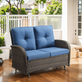 thumbnail image 1 of PARKWELL Wicker Loveseat Glider - Outdoor Patio 2 Seater Couch Sofa Rocker with Soft Thick Cushion - Sturdy Frame - Blue, 1 of 10