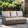 thumbnail image 1 of PARKWELL Wicker Outdoor 3 Seater Sofa,Patio Rattan Couch with Cushions Deep Seat,Beige, 1 of 11