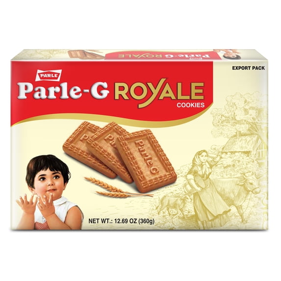 Parle-G Royale Cookies, 12.69 oz, 5 Count Individually Wrapped Packs of 6 Crunchy Cookies, Ready to Eat