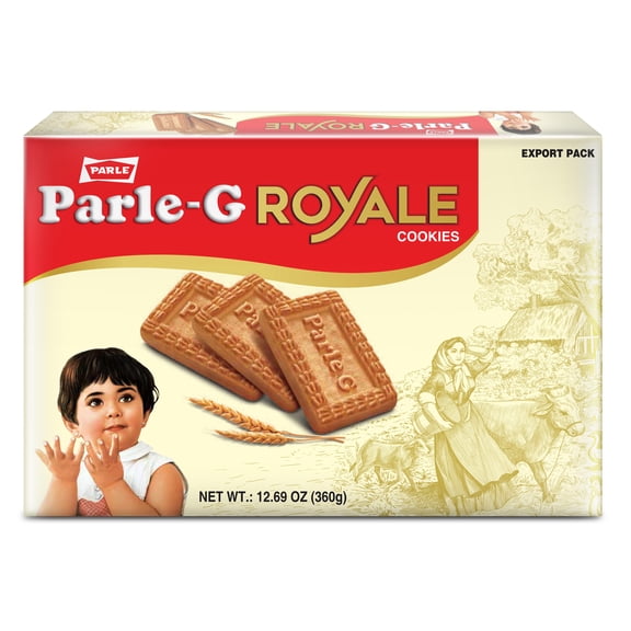 Parle-G Royale Cookies, 12.69 oz, 5 Count Individually Wrapped Packs of 6 Crunchy Cookies, Ready to Eat