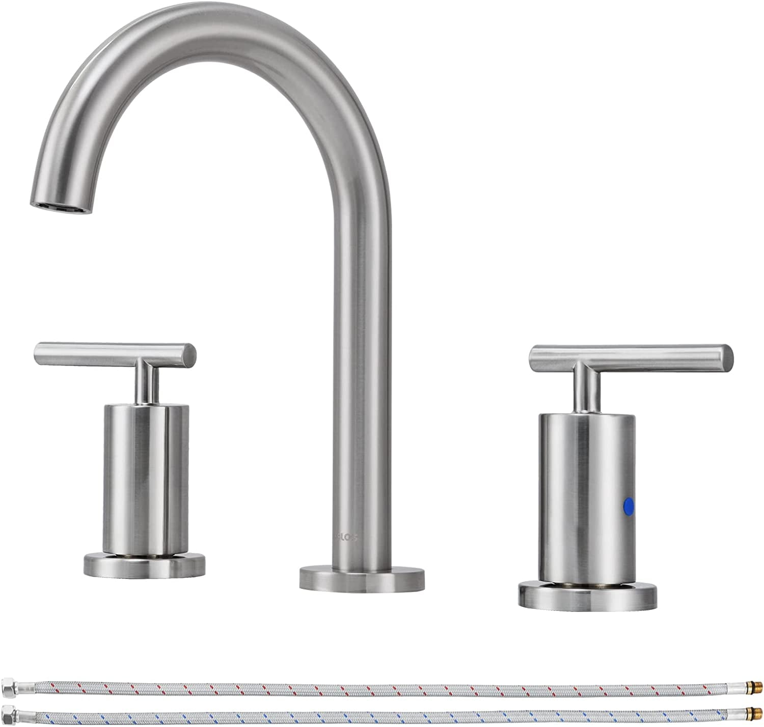 PARLOS 2-Handle Widespread 8 inch Bathroom Sink Faucet 3 Hole with cUPC Faucet Supply Lines, Brushed Nickel