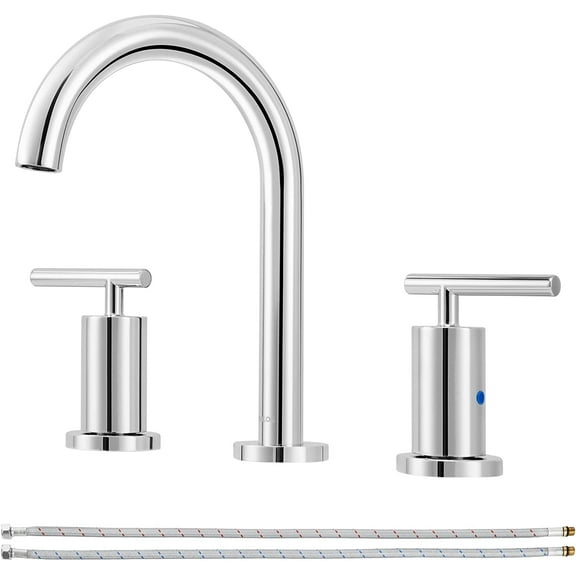 PARLOS 2-Handle Widespread 8 inch Bathroom Sink Faucet 3 Hole with cUPC Faucet Supply Lines, Chrome, 1.2GPM, 1437401PD