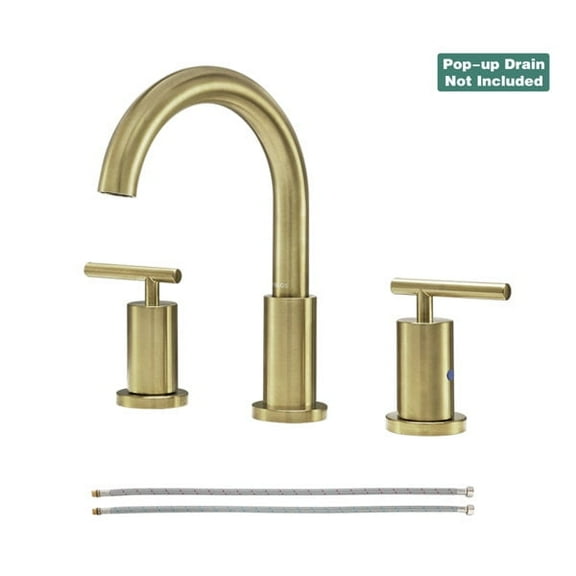 PARLOS 2-Handle Widespread Bathroom Faucet with Supply Lines, Brushed Gold