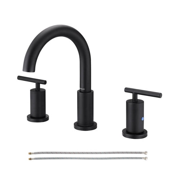 PARLOS 2-Handle Widespread Bathroom Faucet with Supply Lines, Matte Black