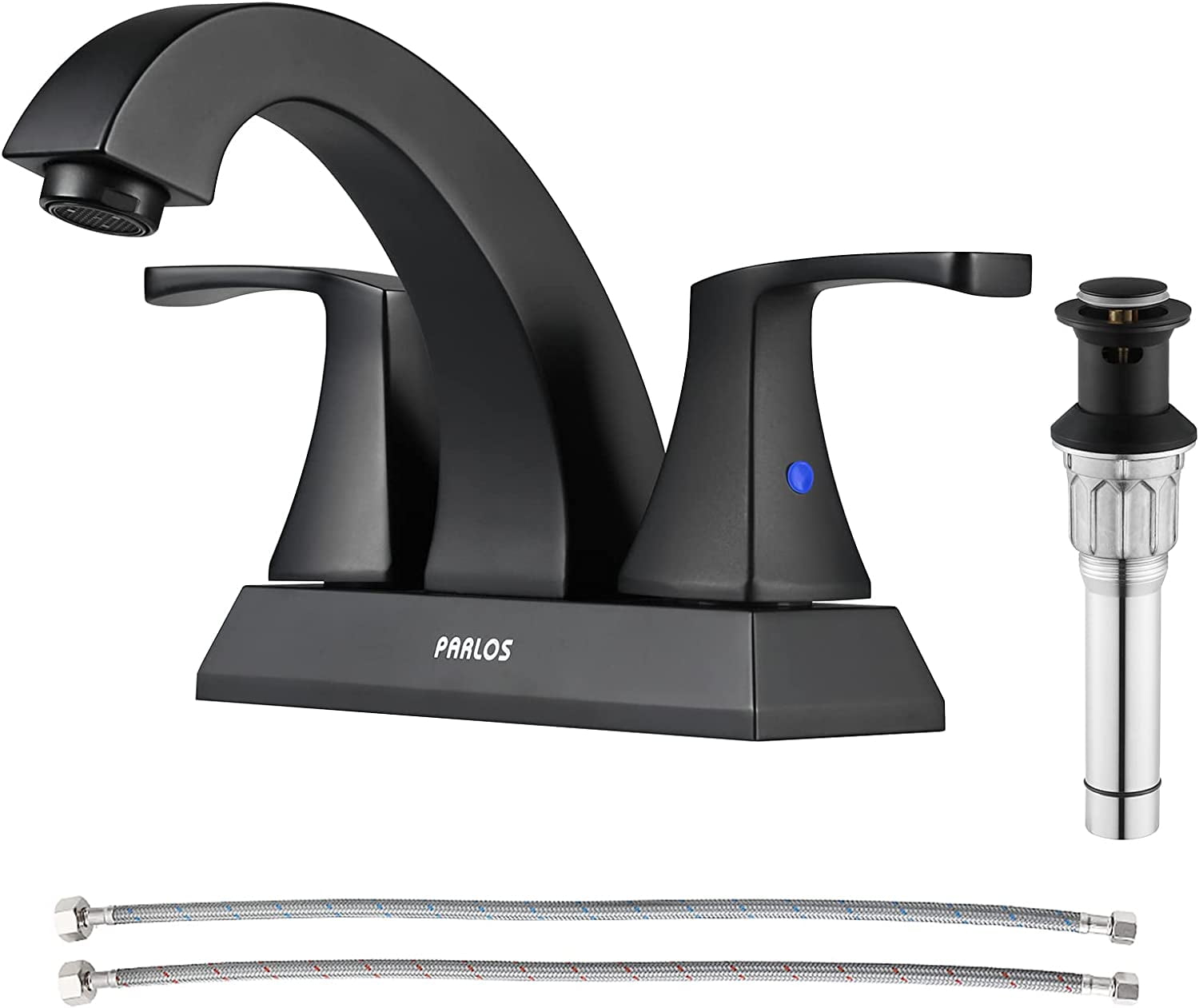 Matte Black Centerset 2-Handle Bathroom Faucet with Drain Assembly