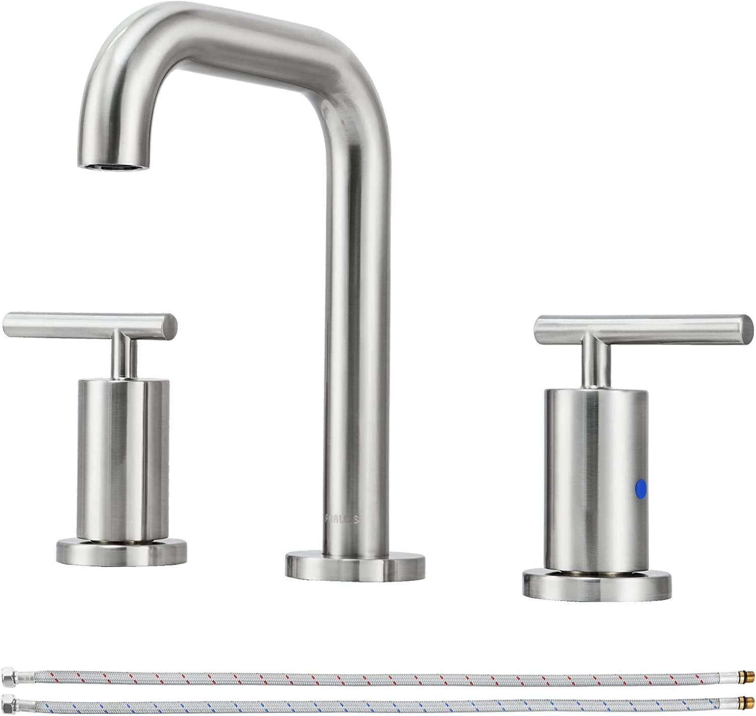 PARLOS 8 Inch Polished Chrome Widespread Bathroom Sink Faucet for 3 Hole Vanity with cUPC Faucet Supply Lines,Brushed Nickel