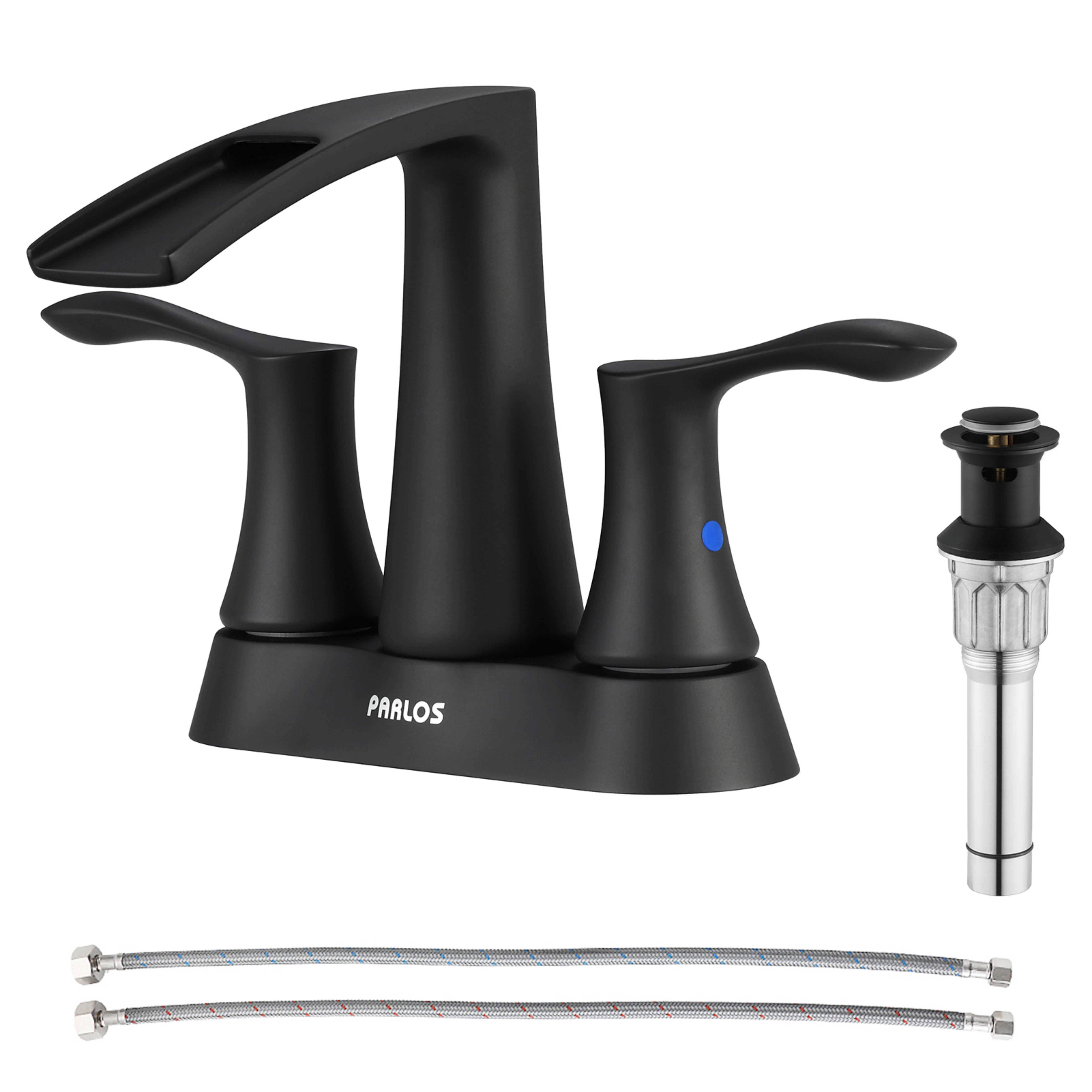 PARLOS Centerset 2-Handle Waterfall Bathroom Sink Faucet with Pop-Up Drain
