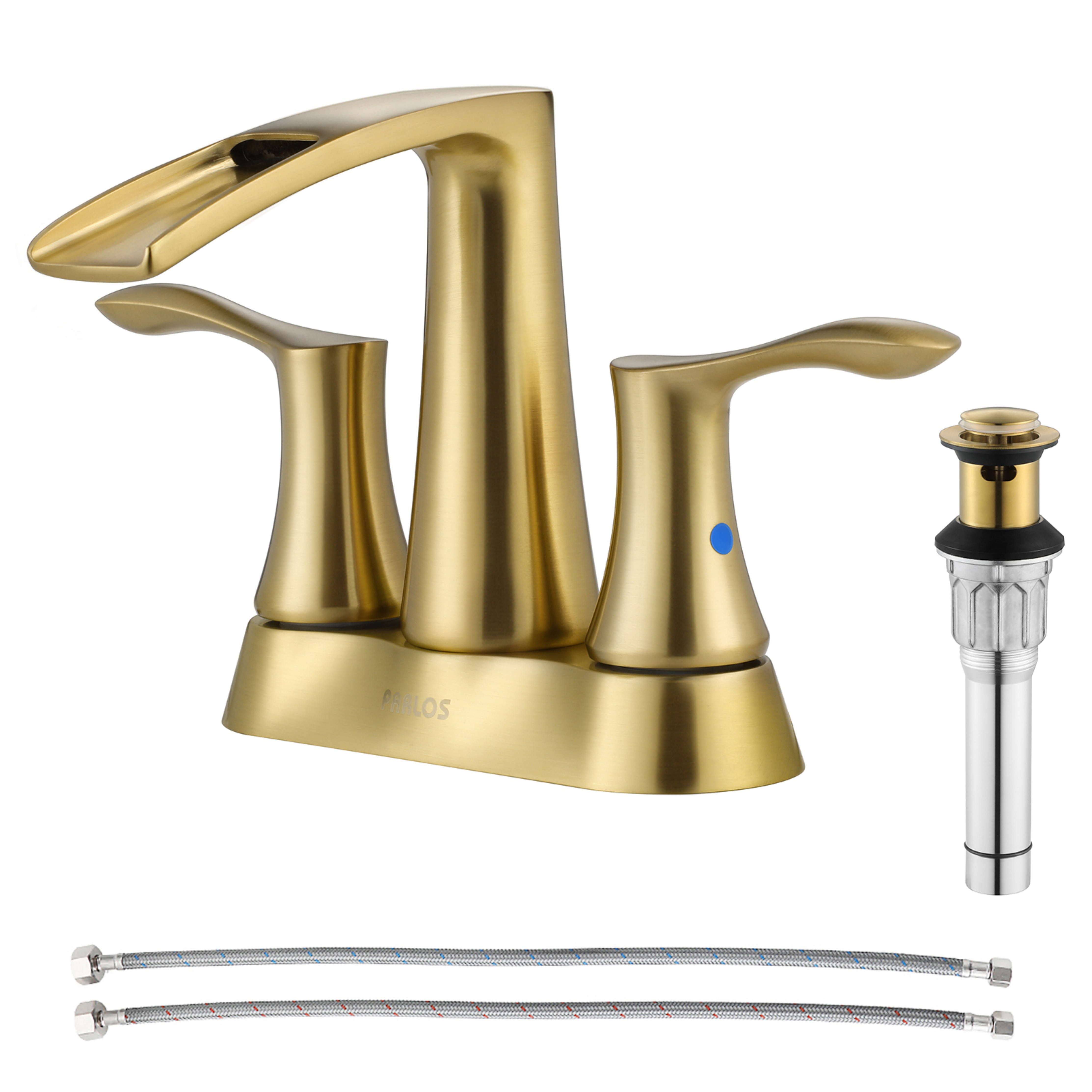 PARLOS Centerset 2-Handle Waterfall Bathroom Sink Faucet with Pop-Up Drain