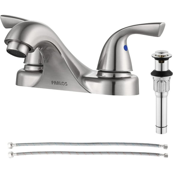 PARLOS Centerset 2-handle Bathroom Faucet with Drain Assembly,Brushed Nickel