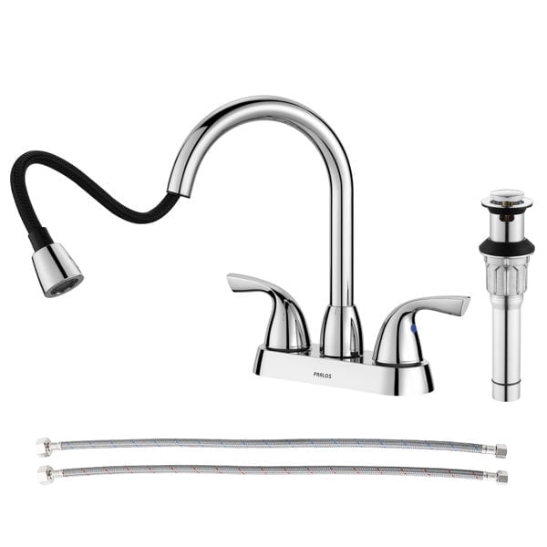 Glacier Bay 4 In. Centerset 2-Handle Pull-Out Sprayer Laundry Faucet – Chrome