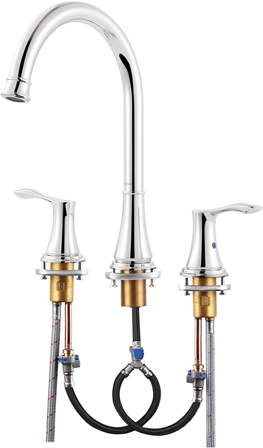 PARLOS High Arc 2-Handle Widespread Roman Tub Faucet with Valve & Faucet Supply Lines, Chrome