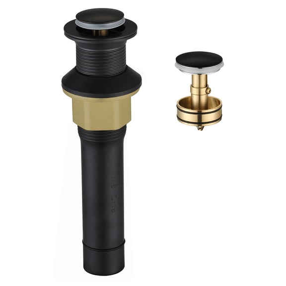 PARLOS Pop up Sink Drain Stopper with Overflow for Bathroom Sink Vessel, Matte Black