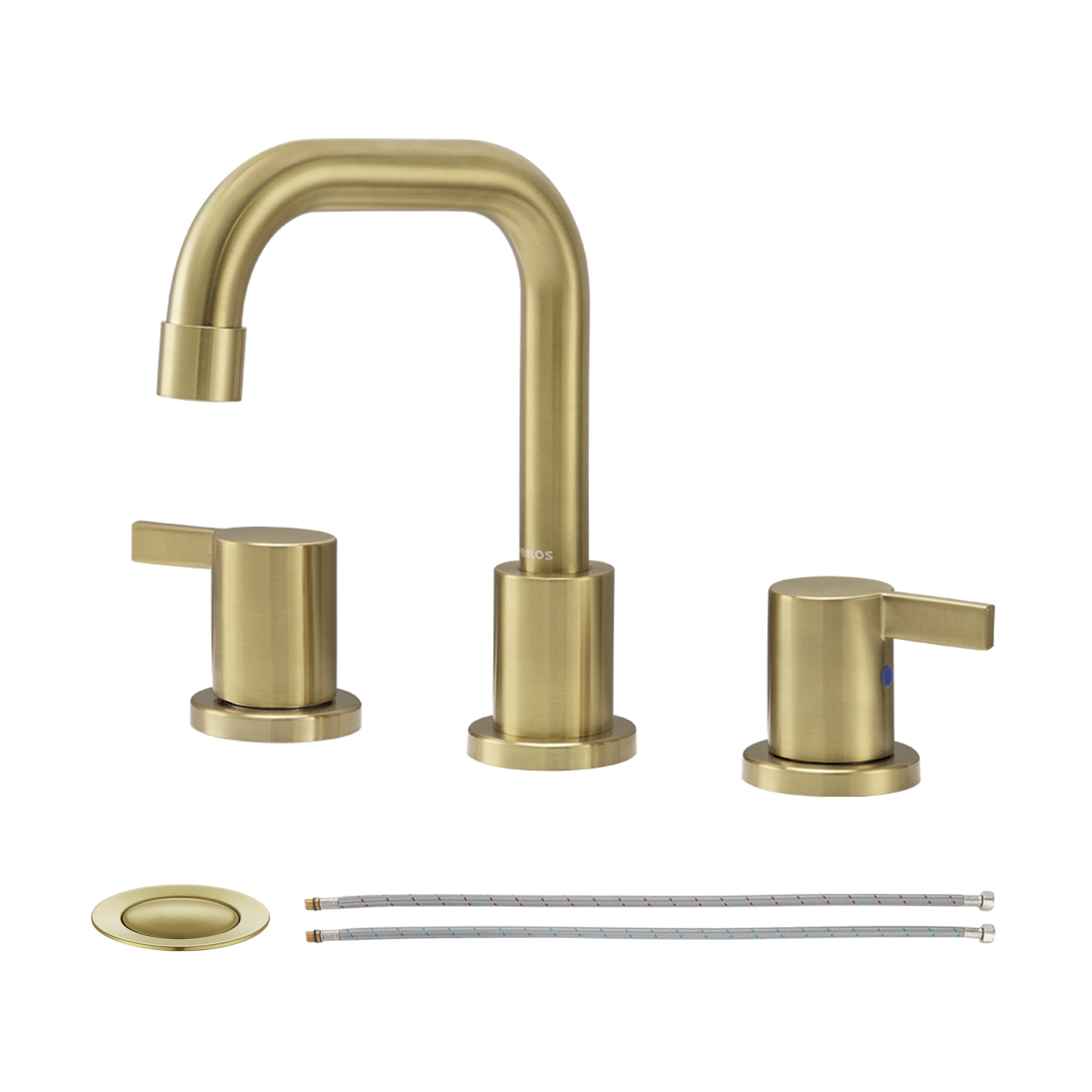 Brushed Gold Nickel Widespread Bathroom Faucet with Dual Handles