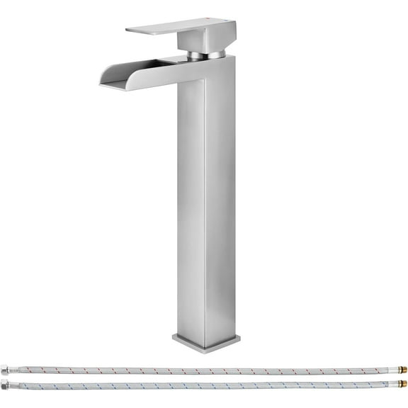 PARLOS Waterfall Single Handle Vessel Sink Faucet, Brushed Nickel