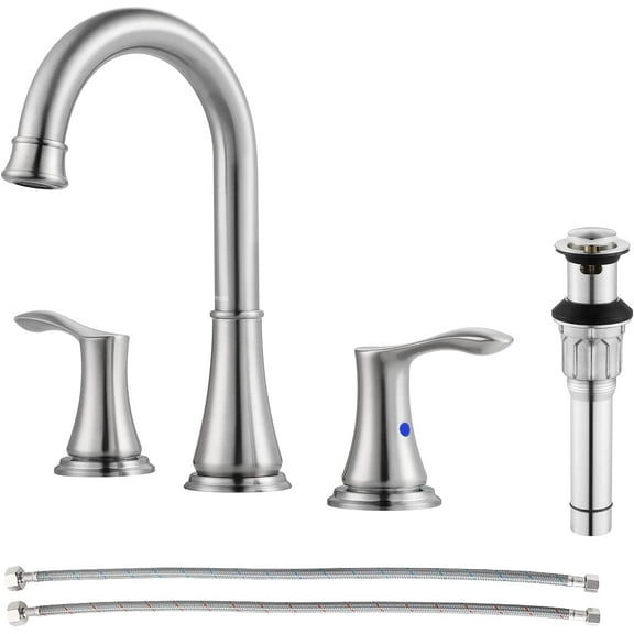 PARLOS Widespread 2-Handle Bathroom Sink Faucet, Brushed Nickel