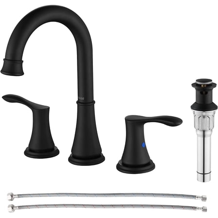 PARLOS Widespread 2-Handle Bathroom Sink Faucet, Matte Black