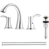 PARLOS Widespread 2 Handles Bathroom Faucet with Metal Pop Up Sink Drain and cUPC Faucet Supply Lines,Chrome