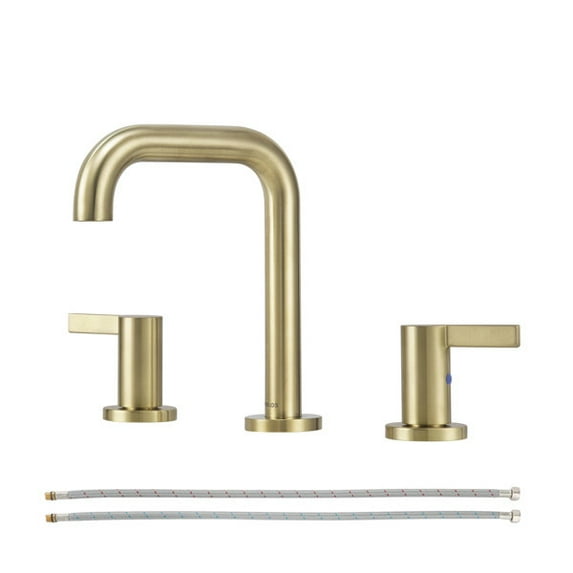 PARLOS Widespread 2-handle Bathroom Faucet with Water Supply Lines,Brushed Gold